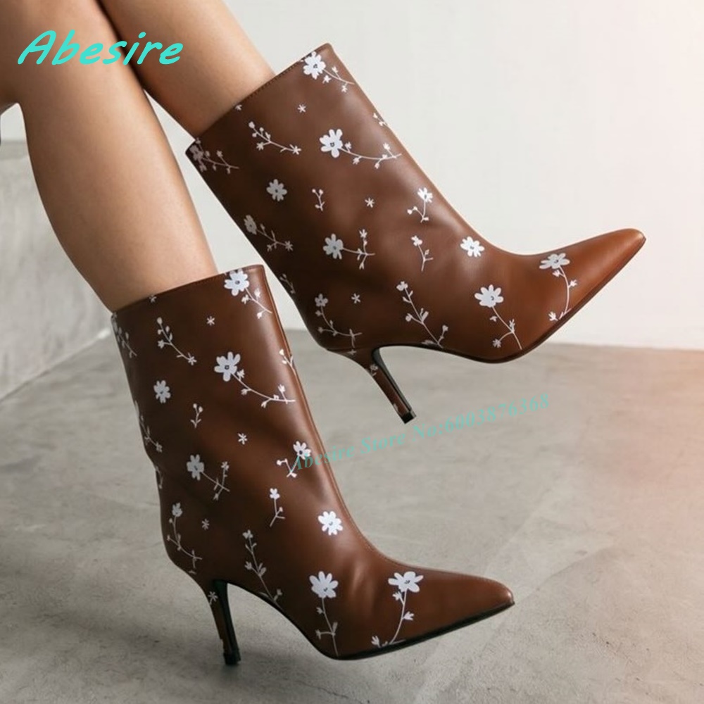 White Blue Floral Print Ankle  - đánh giá và giá Street Fashion Y2K