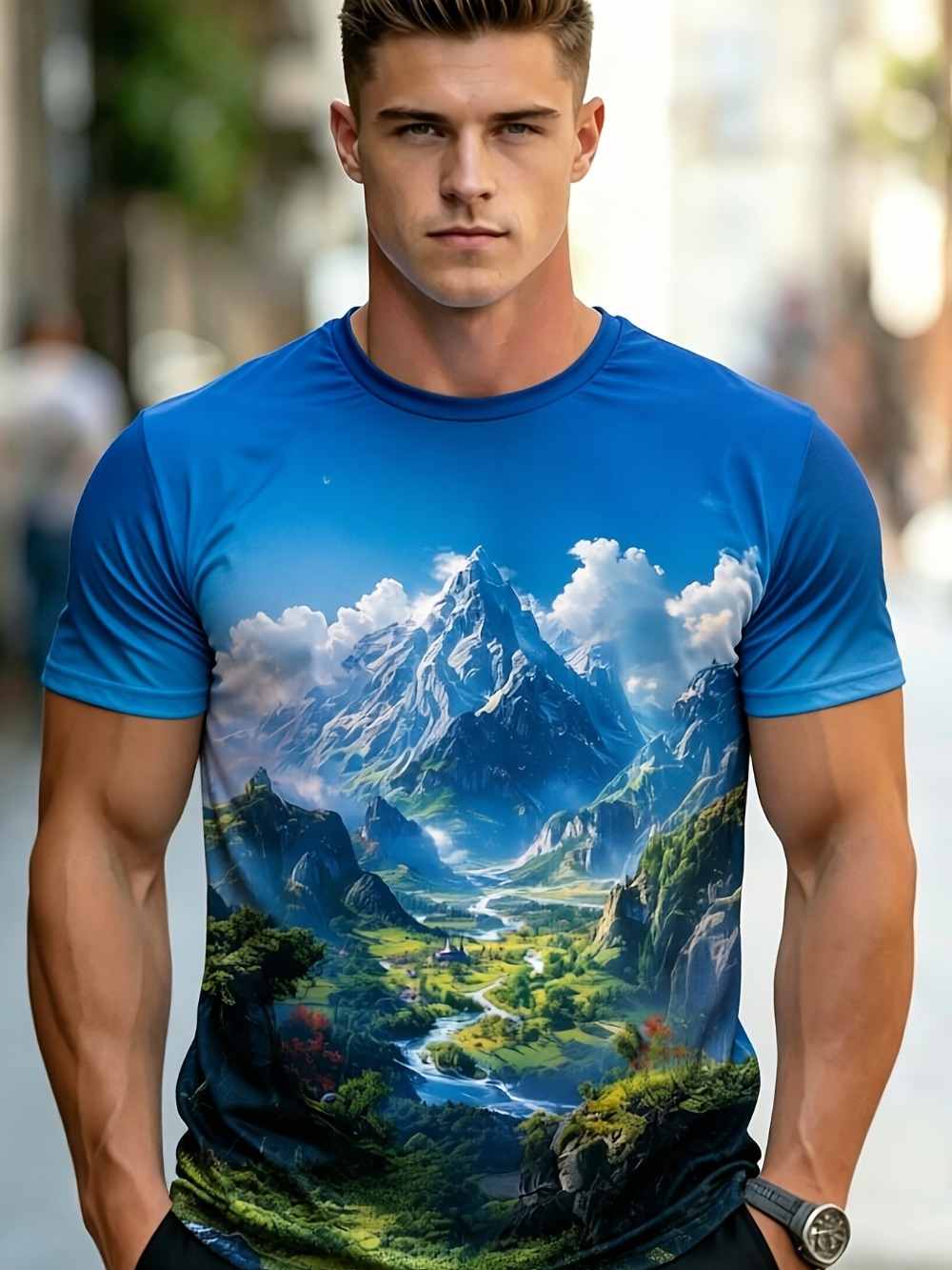Men Mountain Scenery3D Print S - đánh giá và giá Street Fashion Y2K